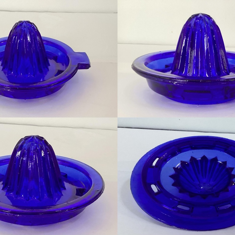 Vintage Hazel-Atlas Cobalt Blue Glass Citrus Juicer Reamer - Picture 3 of 3